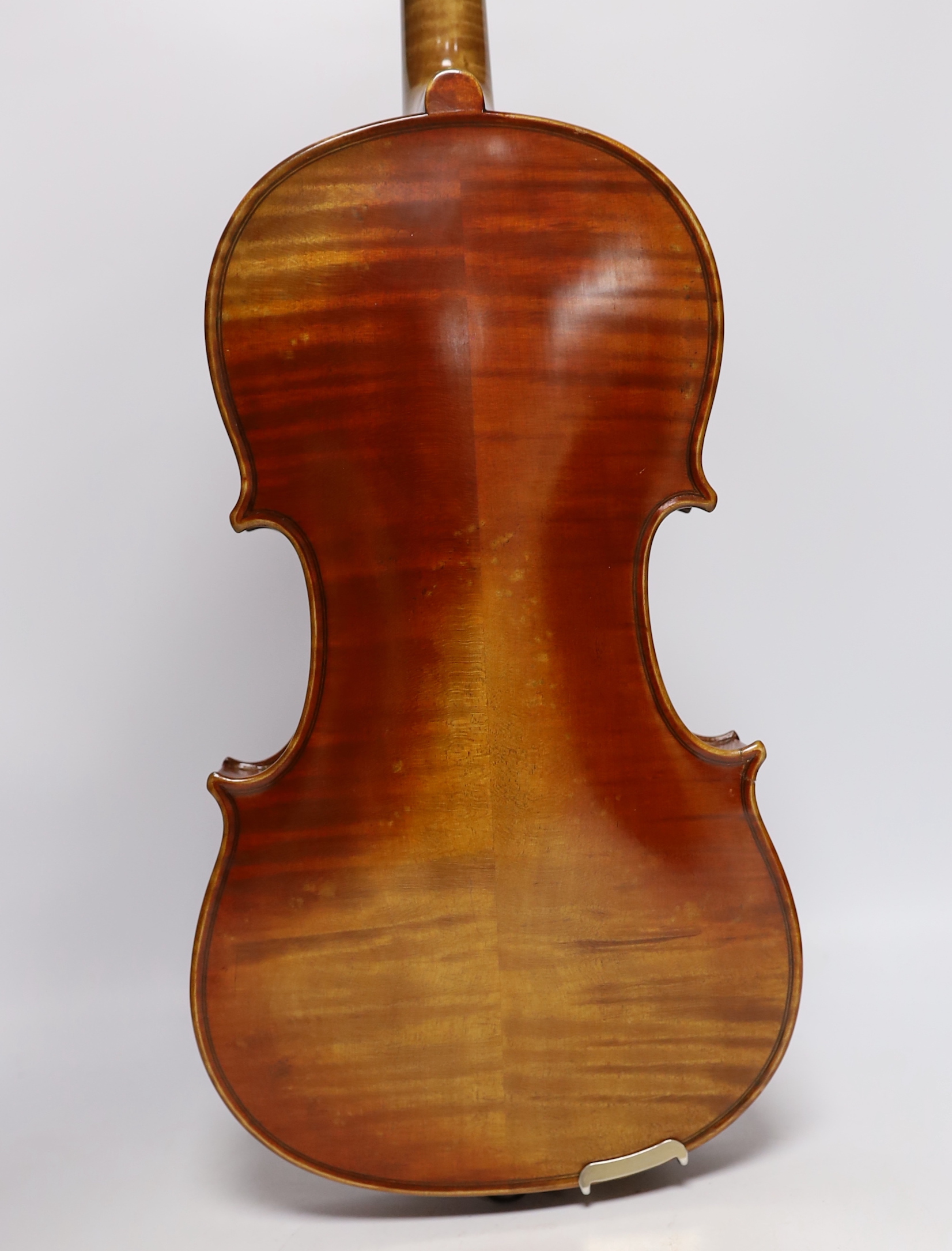 A German viola, labelled Wilhelm Nurnberger, with bow, in case. CITES